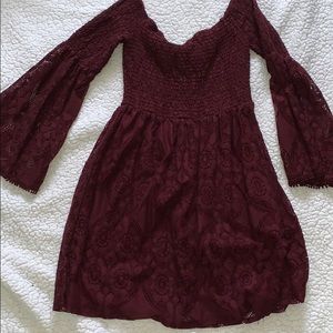 maroon dress (off the shoulder)